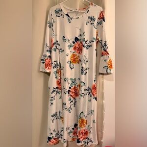 Reborn White Floral Long Sleeve Dress